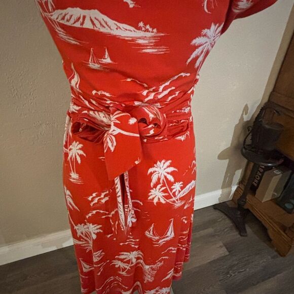 Hobbs London Tropical Print Orange Dress Sz 4 - Picture 5 of 9